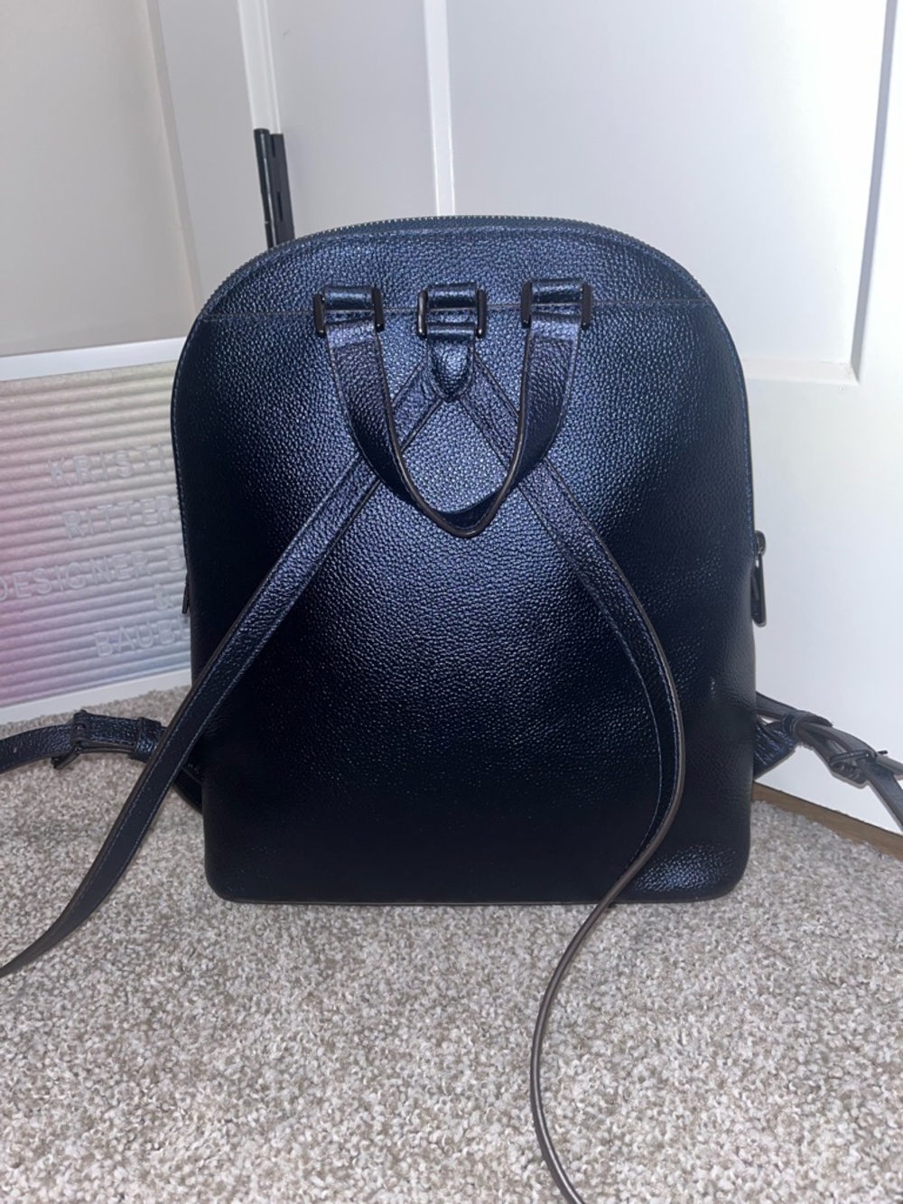 NWT Michael Kors Adele Metallic Blue Backpack - Picture 9 of 9